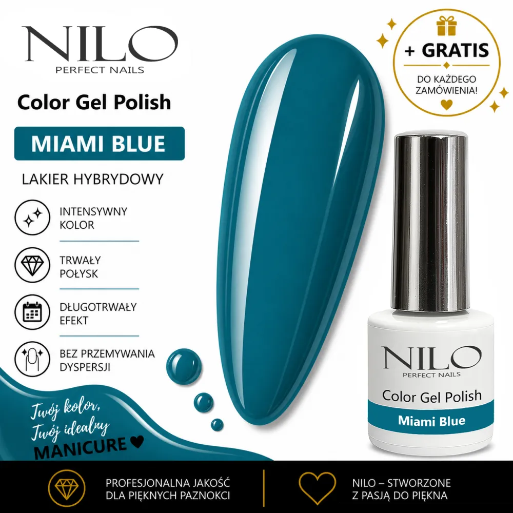 Lakier Hybrydowy Miami Blue - NILO no.120